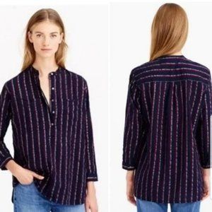 J Crew Metallic Stripe Popover Tunic Size 12